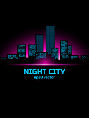 night city, retro neon style artwork