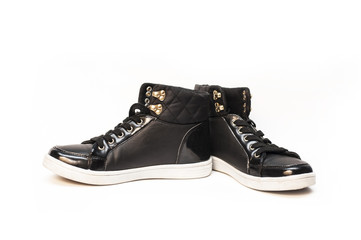 High black sports women's shoes on a white background