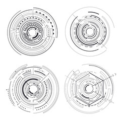 Four Black Interface Patterns Vector Illustration