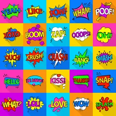 Deurstickers Comic colored sound icons set, flat style © ylivdesign