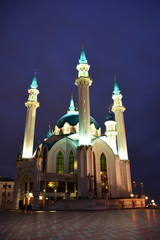 Fototapeta na wymiar Kul Sharif mosque in Kazan Kremlin at night. Kazan. Russia.