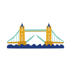 vector flat Tower Bridge of London icon isolated. United kingdom, great britain, national english traditional symbol, architecture landmark building. Isolated illustration on a white background.