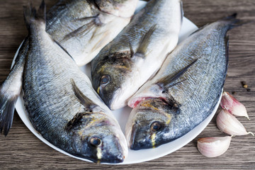 Fresh Raw Sea Bream Fish with Lemon