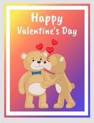 Teddy Bears Couple, Female Kisses Male in Cheek