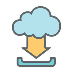 Cloud download flat icon sign logo