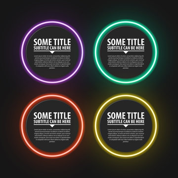 Infographic design template. Neon circles. Four steps
