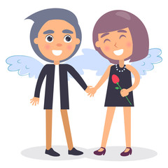 Teenager Couple in Evening Dress at Valentines Day