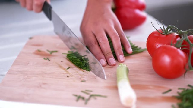 Chopping fresh vegetables