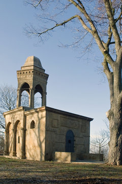Small building with short tower.