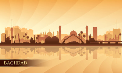 Baghdad city skyline silhouette background - obrazy, fototapety, plakaty