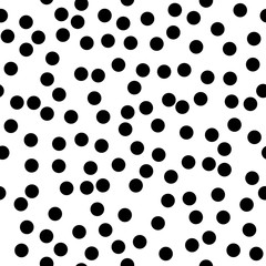 Polka Dots Pattern, Black Circles on a White Background, Pattern for Fabric and Wrapping Paper, Vector Illustration