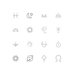 Astrology simple linear icons set. Outlined vector icons