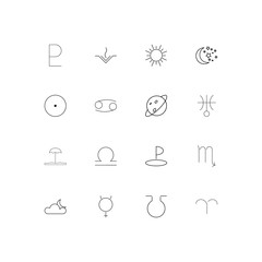Astrology simple linear icons set. Outlined vector icons - 199173138