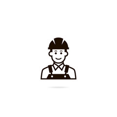 Industrial worker icon. A man in a helmet. Vector avatar.