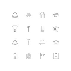 Buildings And Constructions simple linear icons set. Outlined vector icons