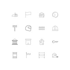 Buildings And Constructions simple linear icons set. Outlined vector icons