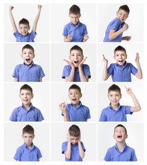 funny teenager, expressions set over white background