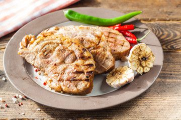 pork steak on the grill
