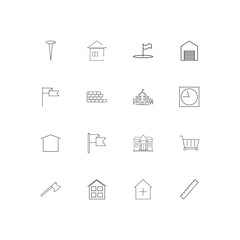 Buildings And Constructions simple linear icons set. Outlined vector icons