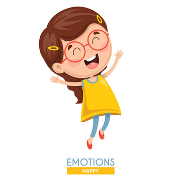 Vector Illustration Of Happy Kid Emotion