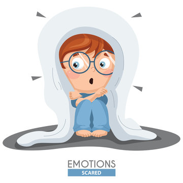 Vector Illustration Of Scared Kid Emotion