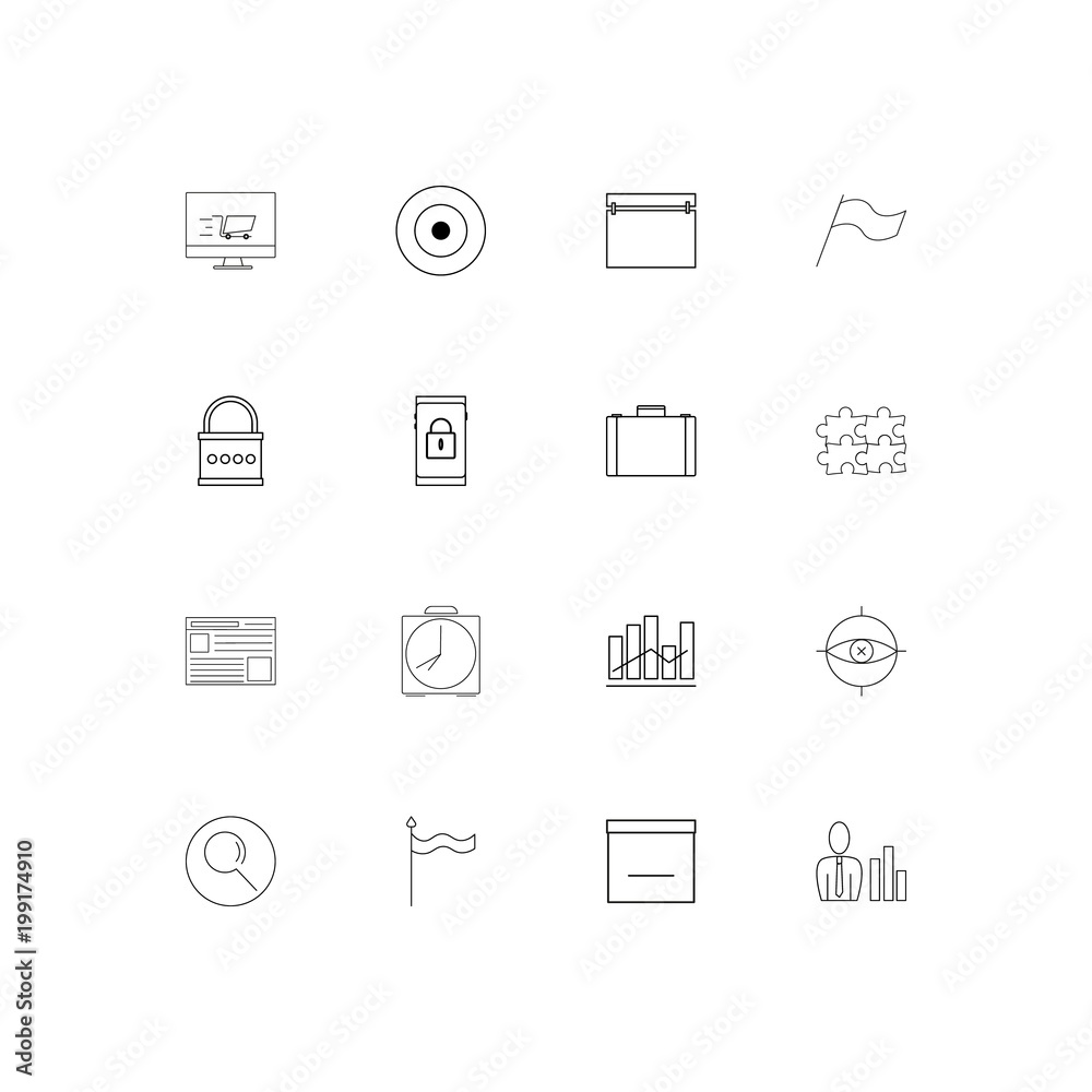 Wall mural business simple linear icons set. outlined vector icons