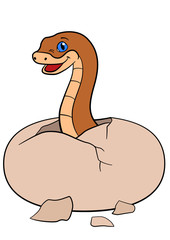 Cartoon animals. Little cute baby viper in the egg.