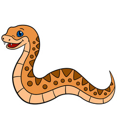 Fototapeta premium Cartoon animals. Little cute baby viper.