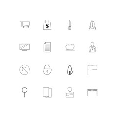 Business simple linear icons set. Outlined vector icons