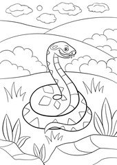 Coloring pages. Little cute viper smiles.
