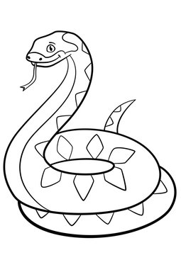 Coloring pages. Little cute viper smiles.