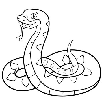 Coloring pages. Little cute viper smiles.