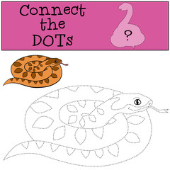 Educational game: Connect the dots. Little cute smiling viper.