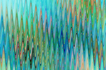 Abstract green, orange and blue zigzag texture. Fractal background. Fantasy digital art. 3D rendering.
