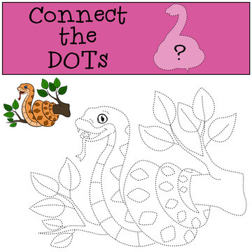 Educational game: Connect the dots. Cute viper.