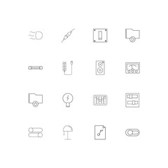 Electrical simple linear icons set. Outlined vector icons