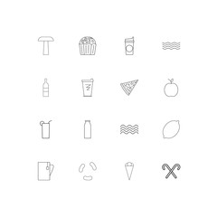 Food And Drink simple linear icons set. Outlined vector icons