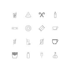 Food And Drink simple linear icons set. Outlined vector icons