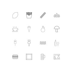 Food And Drink simple linear icons set. Outlined vector icons