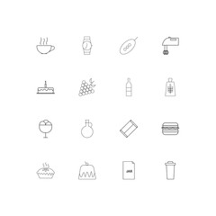 Food And Drink simple linear icons set. Outlined vector icons