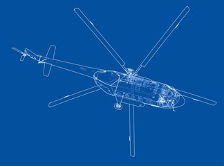 Engineering drawing of helicopter