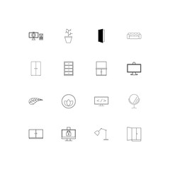 Furniture simple linear icons set. Outlined vector icons