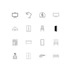 Furniture simple linear icons set. Outlined vector icons