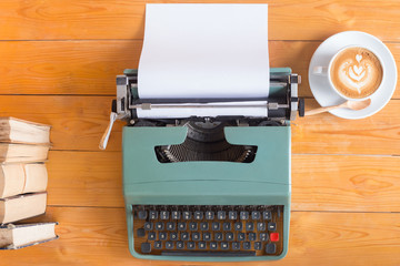 typewriter with latte
