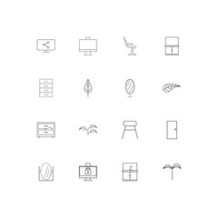 Furniture simple linear icons set. Outlined vector icons