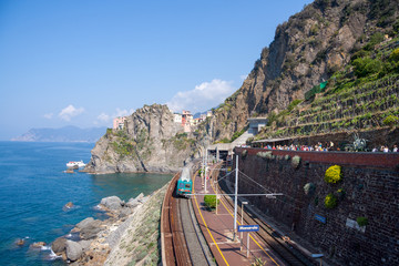 Manarola station on the Cinque Terre  (meaning Five Lands) on Ligurian Riviera in Italy.