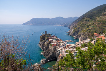 Vernazza on the Cinque Terre  (meaning Five Lands) on Ligurian Riviera in Italy.