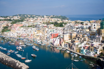 Fototapeta na wymiar panorama of the port of Procida