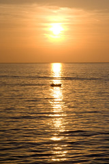 Fototapeta premium boat at sunset on the Mediterranean sea