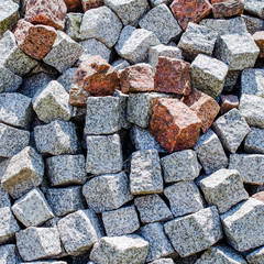 Pile stone background of mineral  gray stone. Abstract texture. Square.